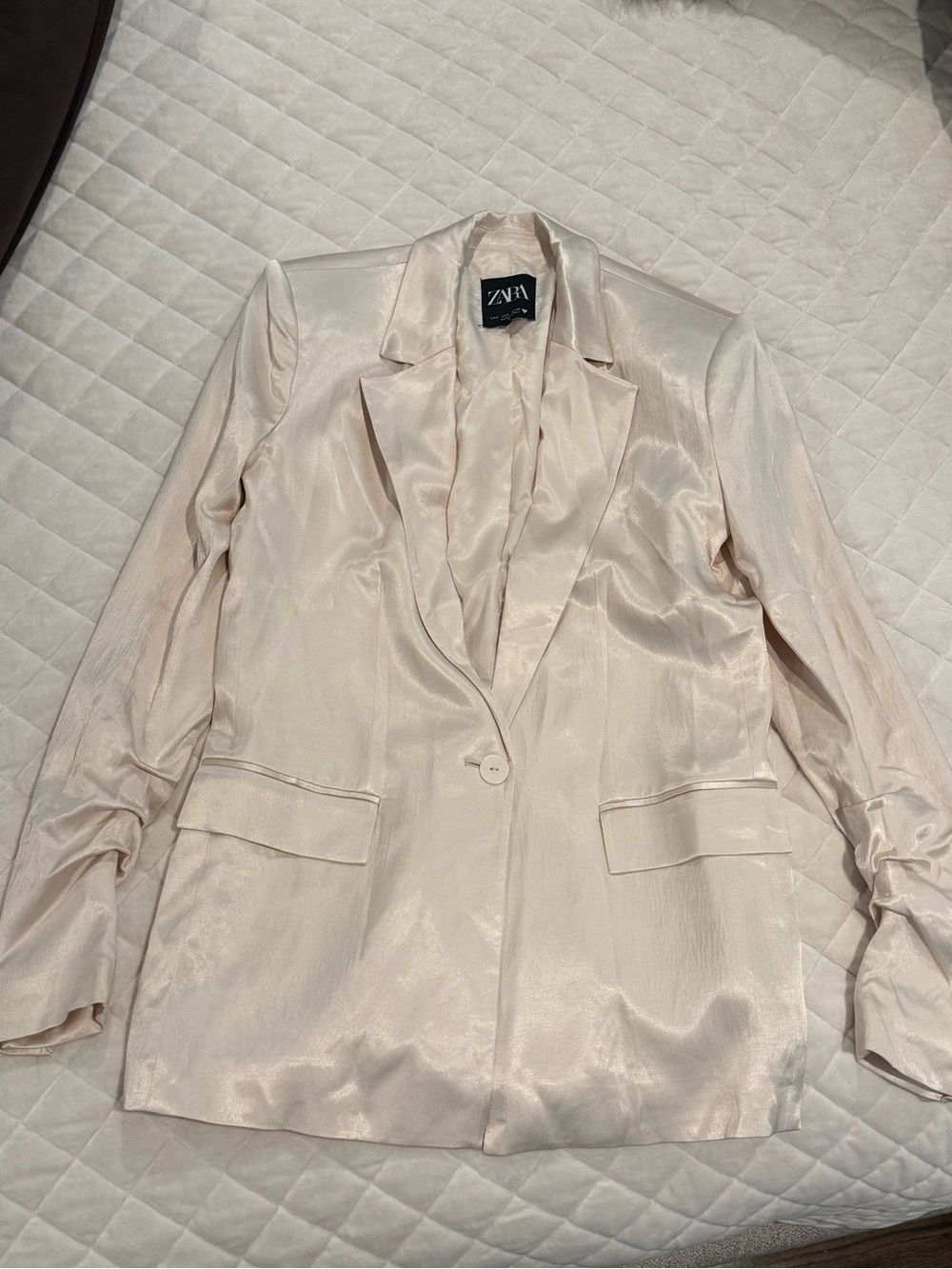 Zara Satin Single-Button Blazer
